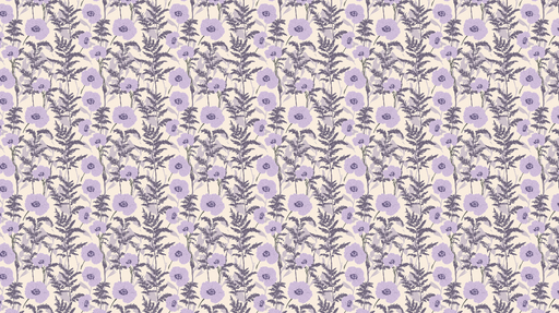 Papier peint floral violet Fleurs délicates et feuillage en nuances de lavande