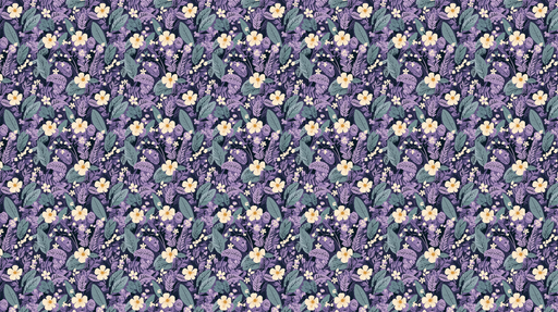 Papier peint floral violet Motif de fleurs et feuillages sur fond violet