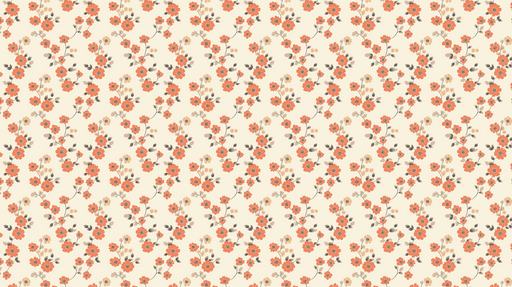 Papier peint floraux Motif de fleurs orange sur fond crème