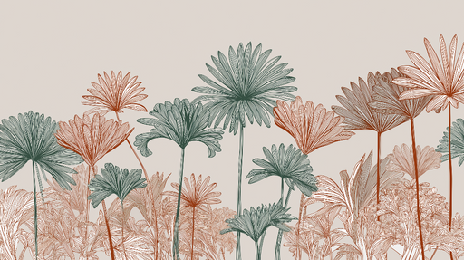 Papier peint floraux Motif délicat de fleurs en lignes élégantes