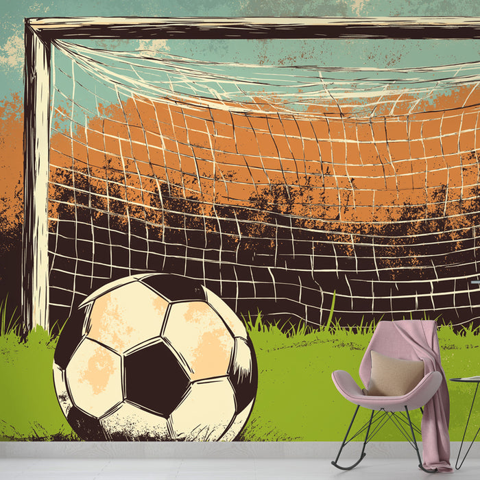 Papier peint football | But et ballon sur le terrain