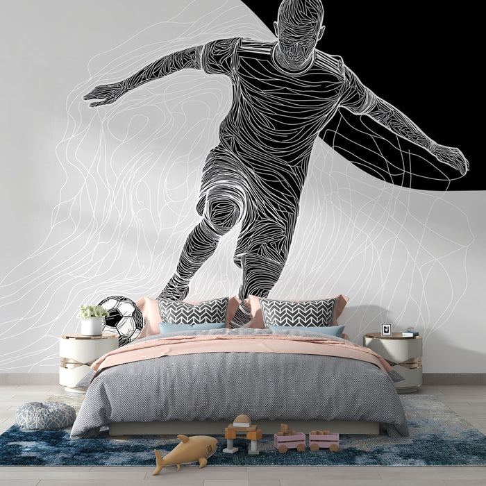 Papier peint football | Design dynamique en lignes stylisées