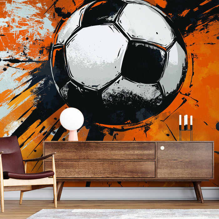 Papier peint football | Design graphique dynamique avec ballon de foot