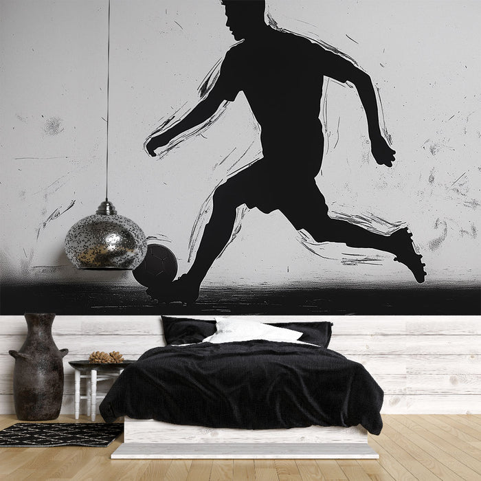 Papier peint football | Silhouette dynamique d'un joueur de football