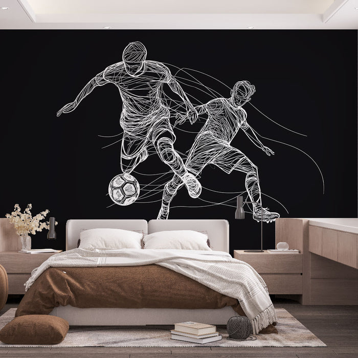 Papier peint football | Silhouettes dynamiques de joueurs de football