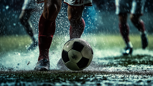 Papier peint football sous la pluie Action dynamique sur terrain boueux