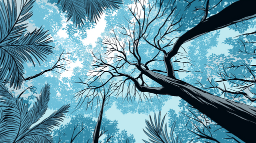 Papier peint forêt bleue Vue plongeante sur un feuillage  et apaisant