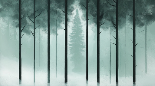 Papier peint forêt brumeuse Arbres verts et atmosphère mystique