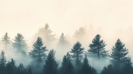 Papier peint forêt brumeuse Paysage enchanteur de pins dans la brume