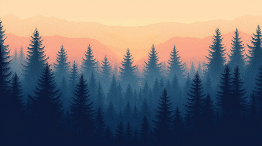 Papier peint forêt brumeuse Un paysage apaisant de sapins dans une ambiance mélancolique