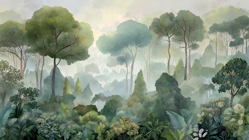 Papier peint forêt brumeuse Une atmosphère apaisante au cœur de la nature