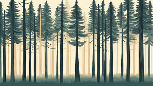 Papier peint forêt de conifères Un paysage serein de grands arbres verts