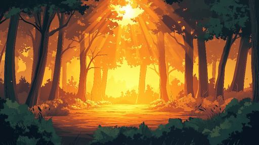 Papier peint forêt dorée Lumière enchanteresse à travers les arbres