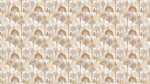 Papier peint forêt dorée Un motif de silhouettes d'arbres dans des tons neutres