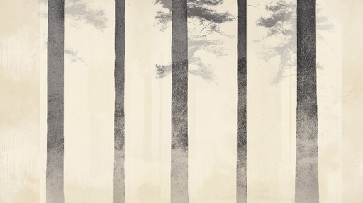 Papier peint forêt minimaliste Arbres stylisés sur fond doux