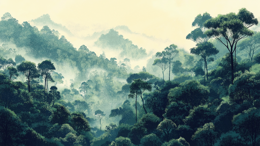Papier peint forêt mystique Paysage de forêts luxuriantes et brumeuses