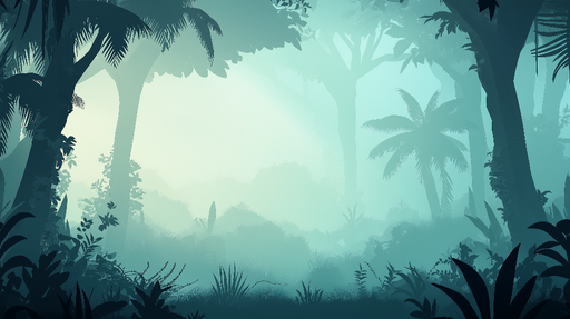 Papier peint forêt tropicale Atmosphère brumeuse et végétation luxuriante