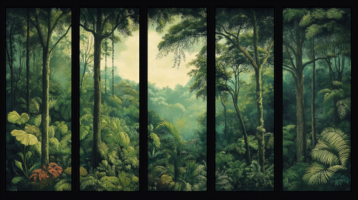 Papier peint forêt tropicale Évasion au cœur d'une jungle verdoyante