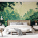 Papier peint forêt tropicale avec motif luxurieux et apaisant de végétation dense pour chambre moderne.