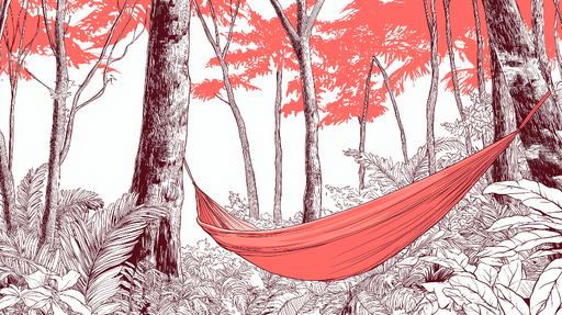 Papier peint forêt tropicale Un hamac suspendu entouré de feuillage luxuriant