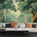 Papier peint forêt tropicale avec verdure luxuriante pour salon apaisant