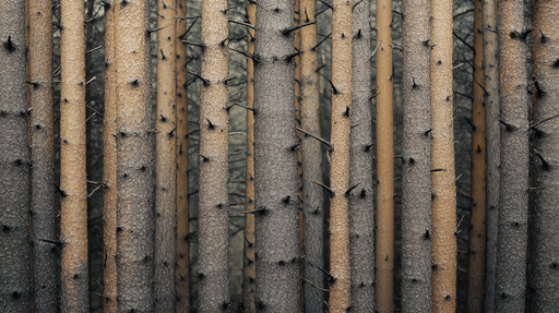 Papier peint forêt Trunks d'arbres en nuances de gris et beige