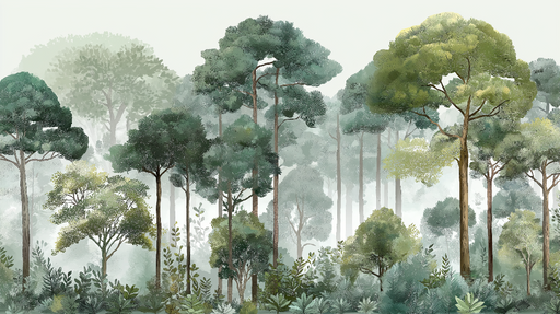 Papier peint forêt Une immersion apaisante dans un paysage forestier luxuriant