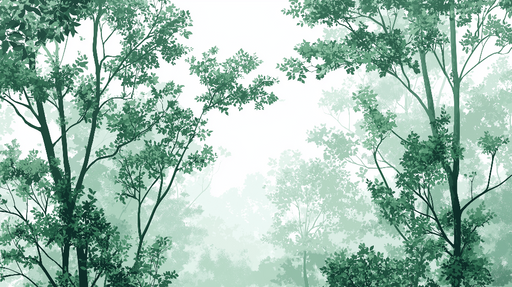 Papier peint forêt verte Arbres aux feuillages luxuriants dans une ambiance apaisante