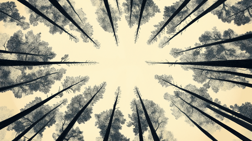 Papier peint forêt vue du sol Arbres majestueux s'élevant vers le ciel