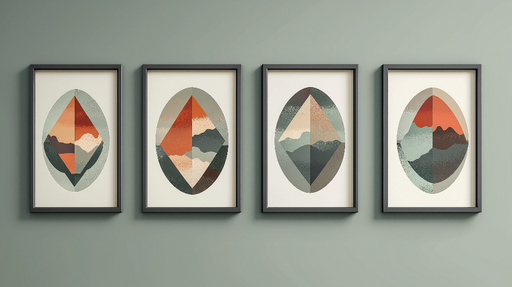 Papier peint forme de montagne Motifs géométriques en couleurs terreuses