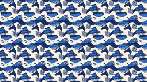 Papier peint formes organiques bleues Motifs abstraits en nuances de bleu sur fond clair