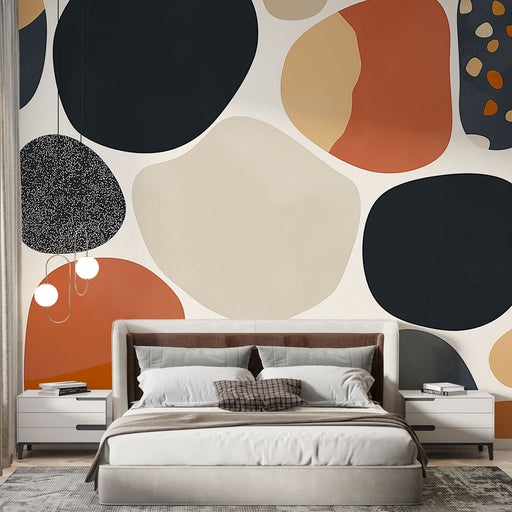 Papier peint design moderne avec formes organiques colorées pour chambre adulte élégante
