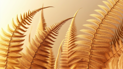 Papier peint fougère dorée Élégance naturelle avec des motifs de fougères stylisées