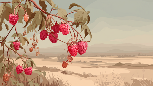 Papier peint framboises Une scène champêtre avec des framboises rouges sur fond naturel