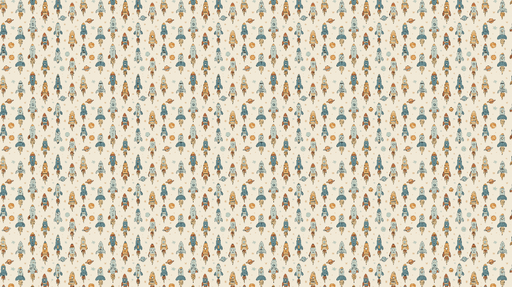 Papier peint fusées Motif ludique avec des fusées spatiales et des planètes