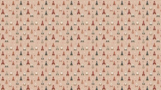 Papier peint fusées Motif ludique de fusées colorées sur fond nude