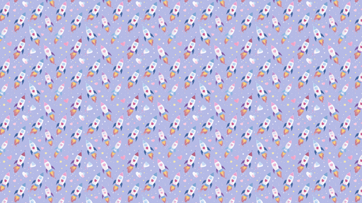 Papier peint fusées Motif ludique de fusées colorées sur fond violet
