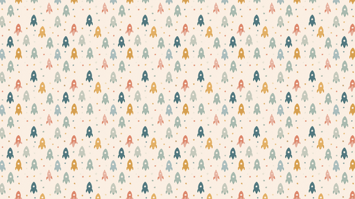 Papier peint fusées Motifs colorés de fusées et d'étoiles sur fond clair
