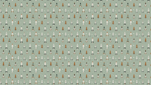 Papier peint fusées Motifs ludiques de fusées et d'étoiles sur fond doux