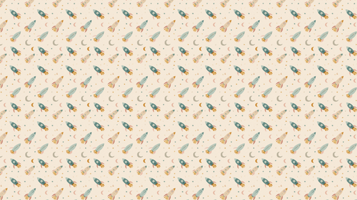 Papier peint fusées Motifs ludiques de fusées et de lunes sur fond doux