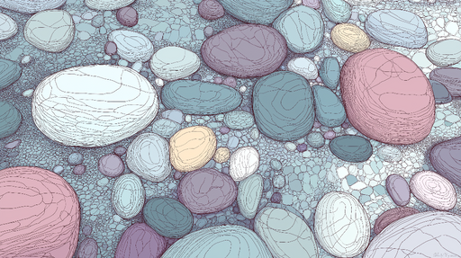 Papier peint galets Motif artistique de galets colorés sur fond doux