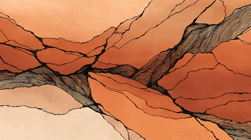 Papier peint géologique Motifs abstraits aux teintes ocres et lignes noires