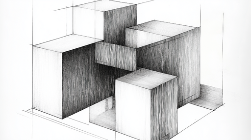 Papier peint géométrique Composition de cubes en noir et blanc