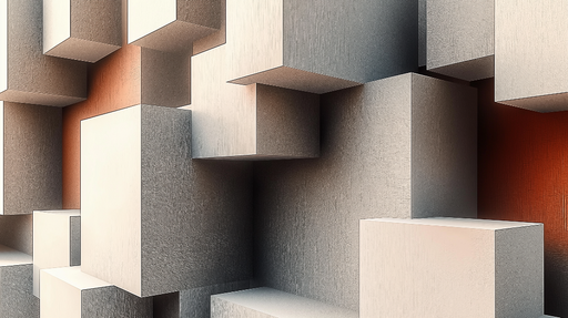 Papier peint géométrique Composition moderne de blocs en relief