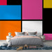 Papier peint moderne avec cubes colorés pour chambre contemporaine