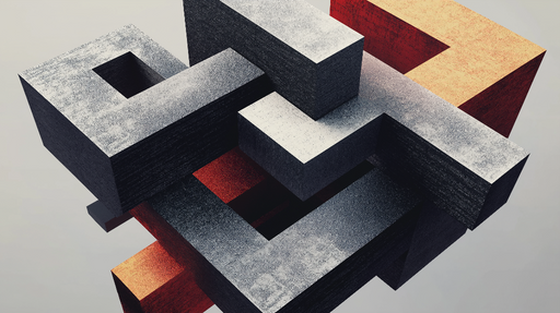 Papier peint géométrique Cubes en dégradé noir et oranger