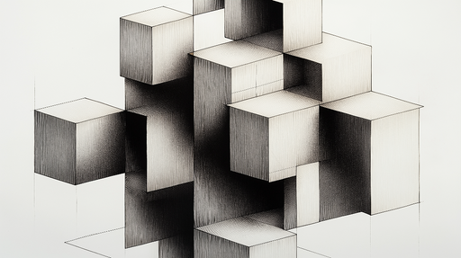 Papier peint géométrique Cubes en noir et blanc pour une ambiance moderne