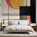 Papier peint design abstrait avec formes géométriques colorées pour chambre moderne