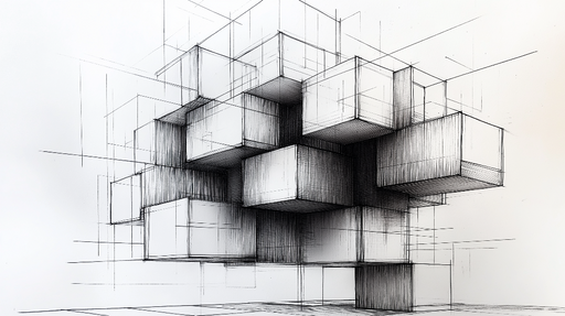 Papier peint géométrique Design moderne en cubes en perspective