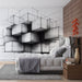 Papier peint moderne avec cubes géométriques en perspective pour chambre contemporaine.